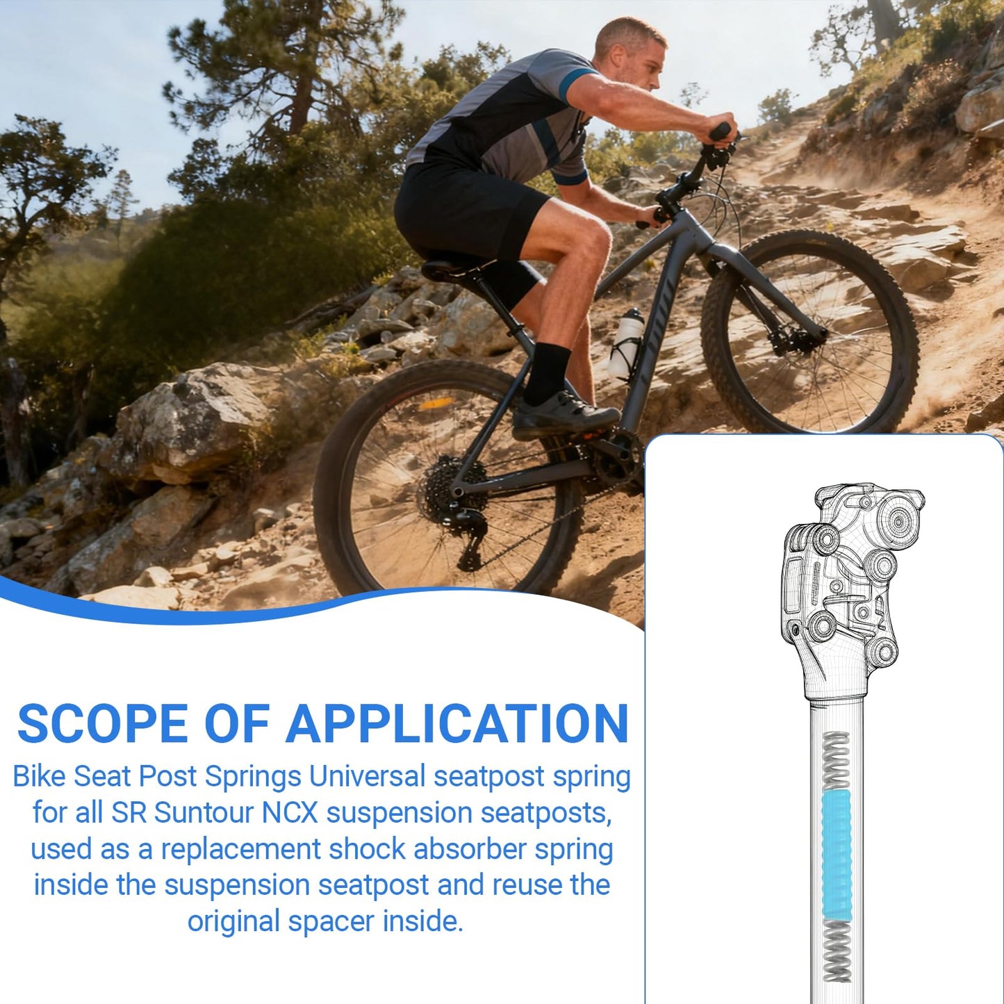 Bicycle Seat Post Shock Springs,Suspension Seatposts Springs,Universal Rigid Springs Compatible with SR Suntour NCX Seatposts