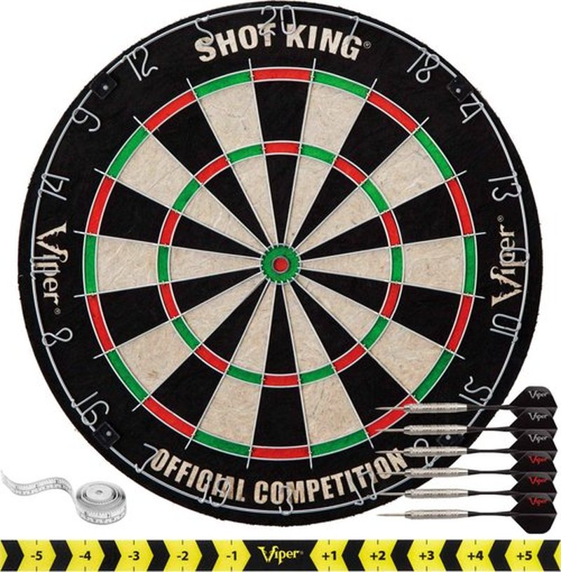 Viper ProScore Digital Dart Scorer Scoreboard 40 Games Black & Shot King Regulation Bristle Steel Tip Dartboard Set