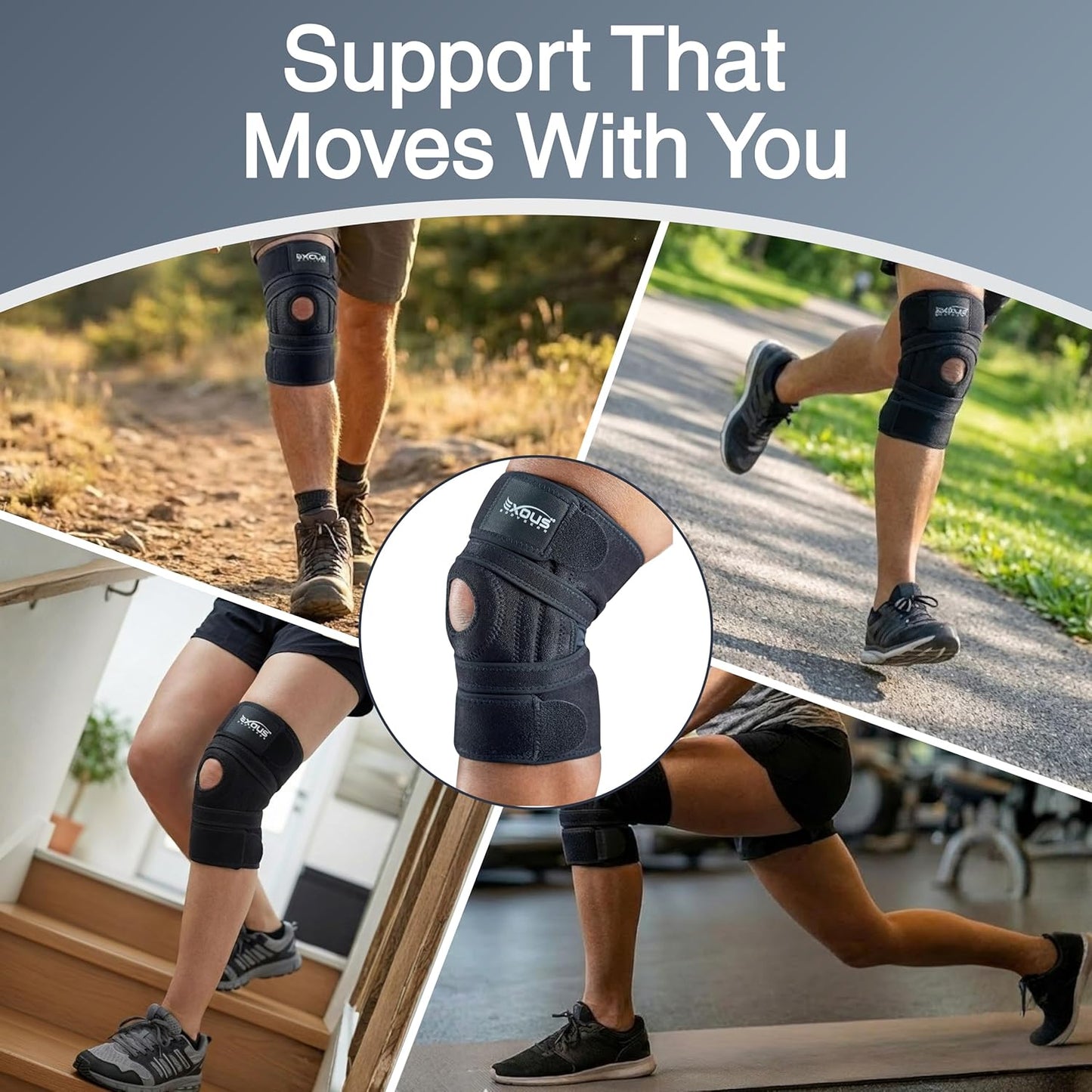 Knee Brace for Arthritis & ACL/MCL Pain - Patented 4-Way Adjustable Support | Dual Side Stabilizer for Patella Stability