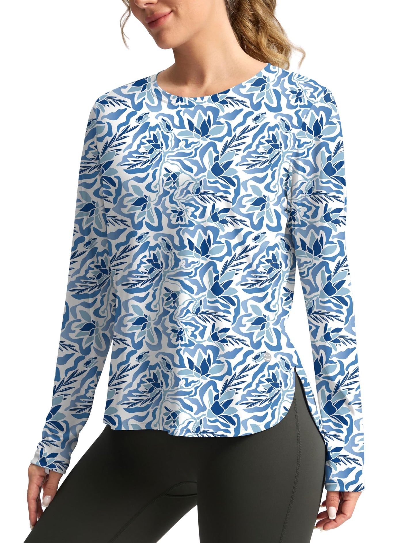Women's Sun Shirts UPF 50+ Long Sleeve UV Protection Shirt Lightweight Quick Dry Workout Hiking Tops for Women(Peri Blue Freesia,XS)