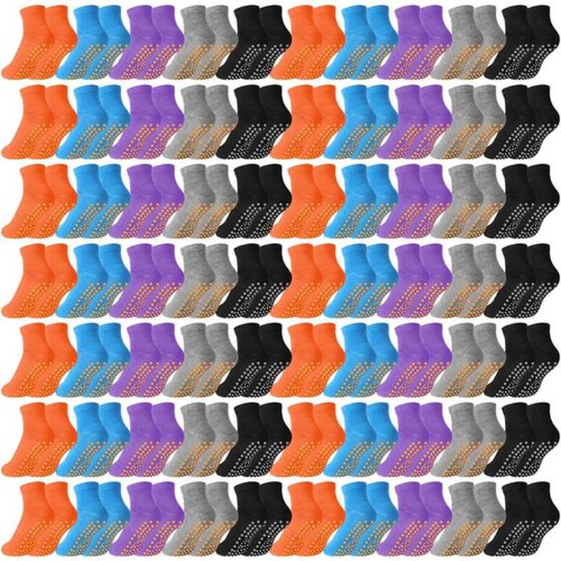Liitrsh 100 Pairs Non Slip Yoga Socks with Grips Anti Skid Pilates and Barre Socks for Man Woman Pilates Ballet(Mixed Color)