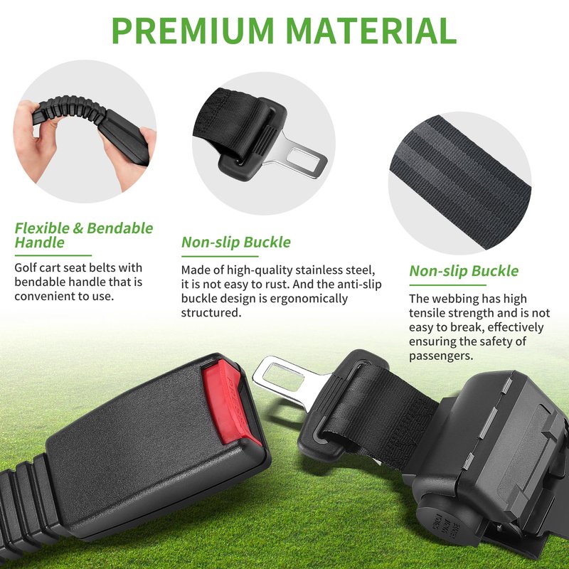 10L0L 2PCS Universal Golf Cart Seat Belt Kit for EZGO, Yamaha, Club Car, Fits Front Rear Seat (Not Include Bracket)