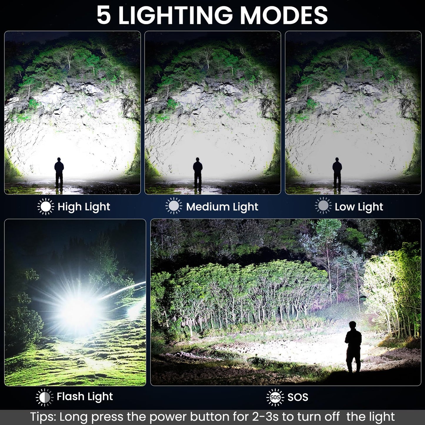 BEFAMALI 4 Pack Flashlight Rechargeable High Lumens, 99000LM Flash Light, Adjustable LED Bright Flashlights with 5 Modes & USB Cable, Waterproof Powerful Flashlight for Home Camping Outdoor