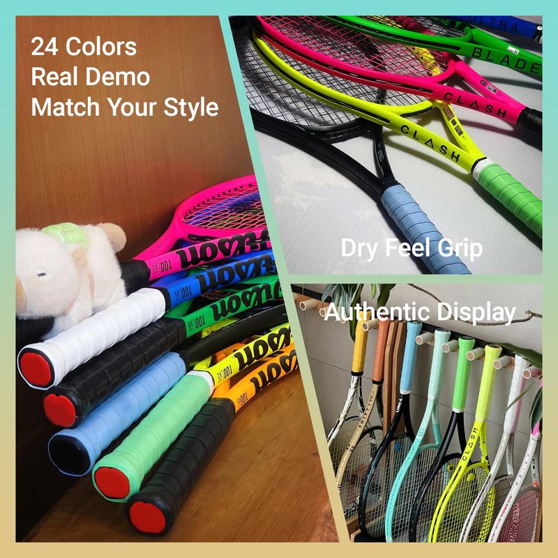 Tinsync Tennis Racket Grip Tape, Precut Soft Tennis Grip Tape, Anti Slip and Dry Feel Tennis Racquet Overgrip Wrap for Replacement (6 Pack - Black)