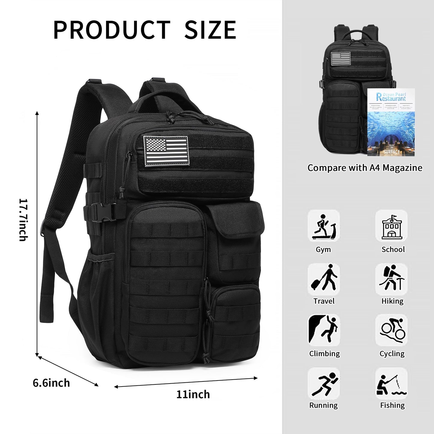 Wotony Tactical Backpack - Military waterproof backpack with multiple pockets and tactical gear for the outdoors (light coffee, 25L)