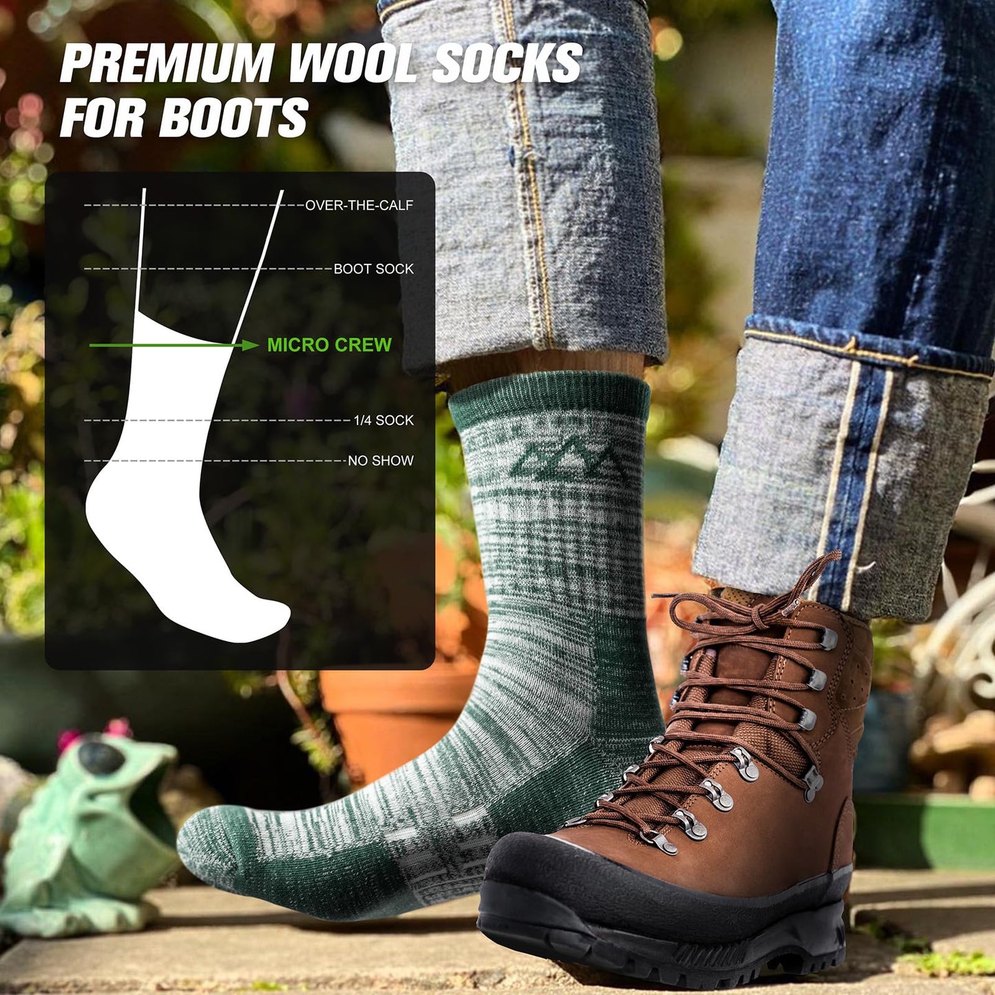 innotree 3 Pack Merino Wool Hiking Socks for Men & Women, Micro Crew Cushioned Moisture Wicking Trekking Socks