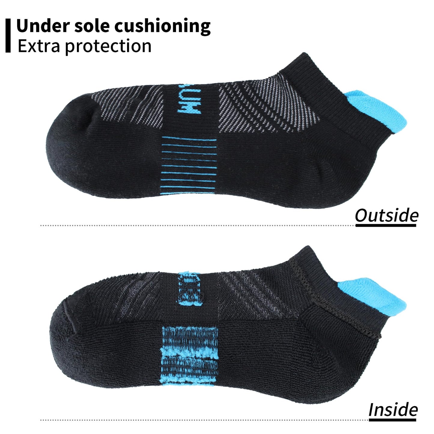 BIOAUM Cushioned Men's Ankle Socks, 6 Pairs Cotton Athletic Sport Breathable Low Cut Socks for Running Shoe Size 10-12