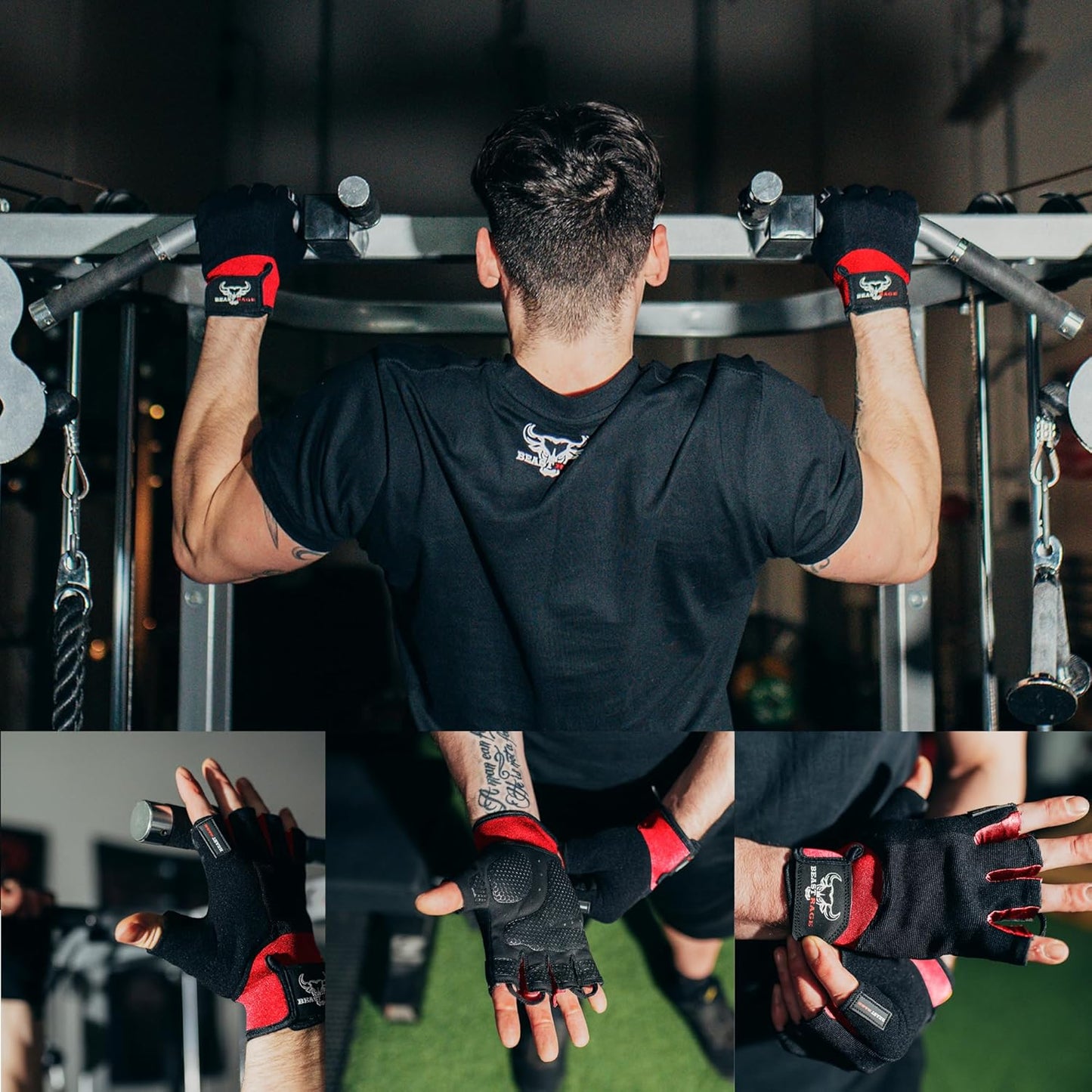 BEAST RAGE Workout Gloves - Durable Half Finger Gym Gloves for Weightlifting & Cycling | Anti-Slip Grip, Unisex