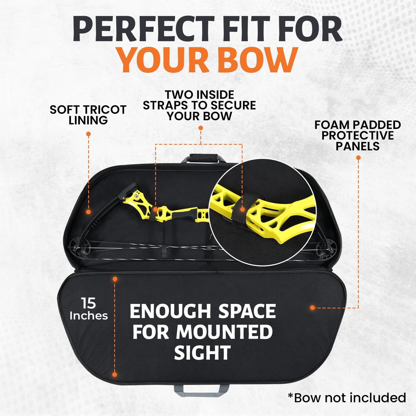 Legend Apollo Soft Bow Case for Compound Bow - Compound Bow Case with Multiple Storage & Foam Padding, Lightweight Bow and Arrow Case for Archery Accessories, Premium Bow Bag - 44" Black/Orange