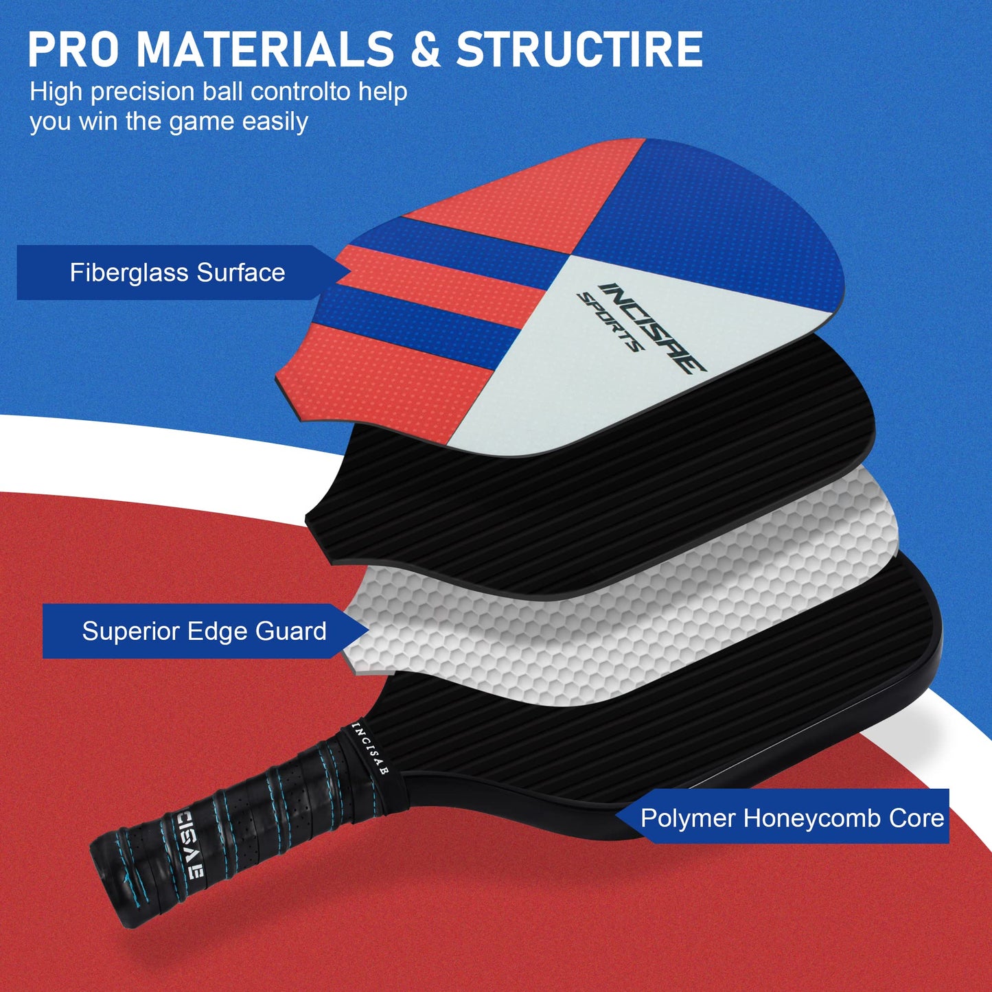 Pickleball-Set of 2，Incisae Pickleball Paddles, Fiberglass Pickleball Rackets, Cooling Towel and Pickleball Bag - Indoor & Outdoor Pickleball Set for Beginners & Intermediate Players…