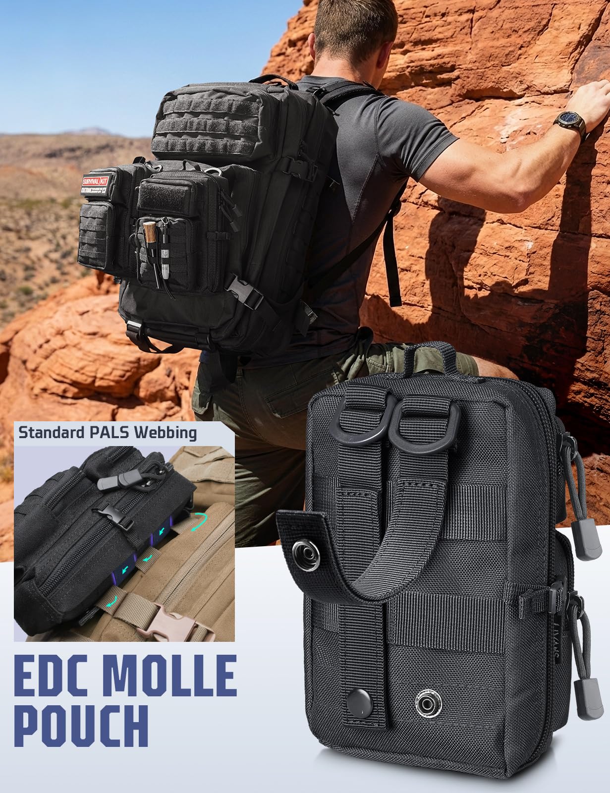LIVANS EDC Pouch, Small Tool Bag for Molle Accessories & Tactical Belt