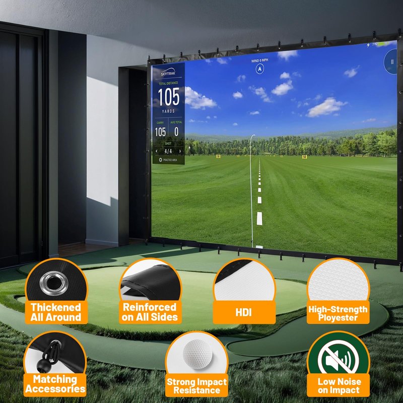 Fahnemt Golf Simulator Impact Screen(118 * 78, 118 * 118, 118 * 157) for Indoor/Home/Garage Training Washable Golf Impact Screen for Practice
