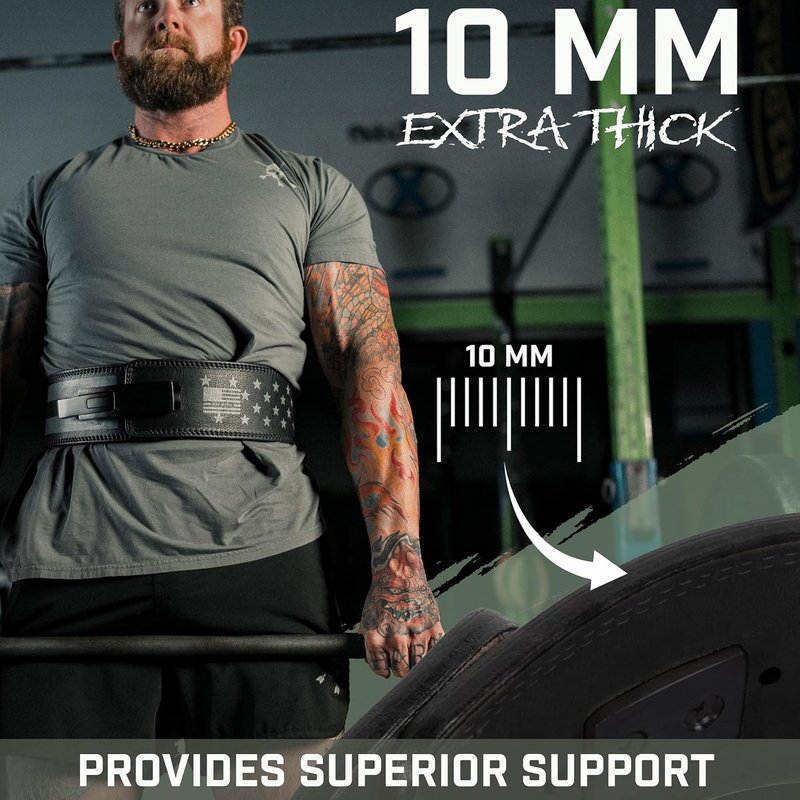 Weight Lifting Belt - 10mm Leather Lever Gym Belt for Men | 4-Inch Wide Support for Powerlifting & Bodybuilding