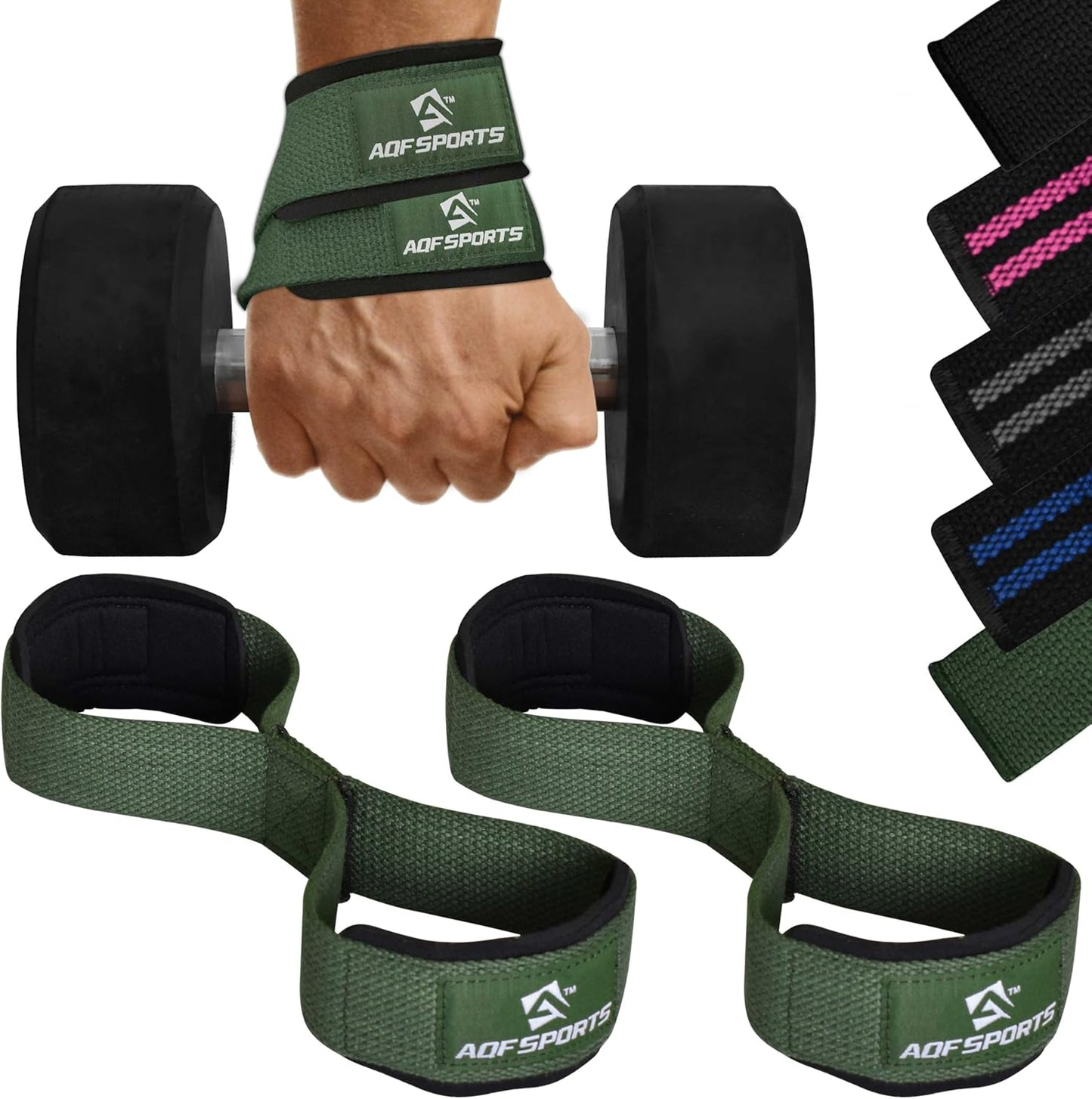 Figure 8 Weight Lifting Straps - Heavy Duty Gym Wrist Straps with Padded Cuff Support | Ideal for Powerlifting & Bodybuilding