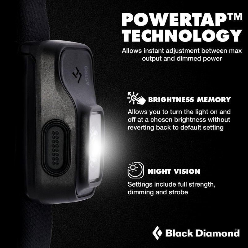 BLACK DIAMOND Astro 300 Headlamp | 300 Lumens Brightness | 3X AAA Battery Operated (Included) | Compact & Lightweight | Ops Black
