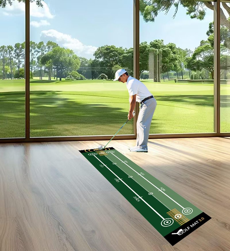 1 Piece Green Golf Mat, Size 19.69 Inch x 116 Inch, Portable Washable Non-Slip Putting Green Mat, Suitable for Home, Office, Outdoor Use, Party Team Building Activities.