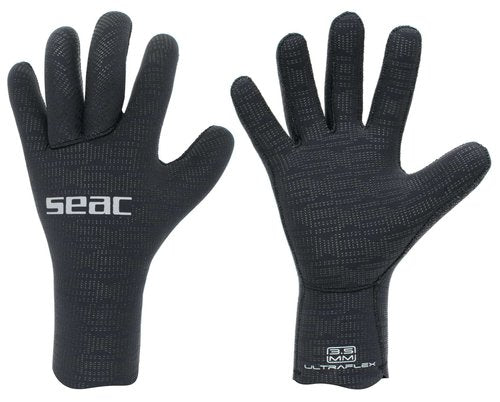 SEAC Ultraflex, 3.5 mm Ultra-Elastic Neoprene Gloves for Diving and Spearfishing, Anti-Slip, Black,XX-Large