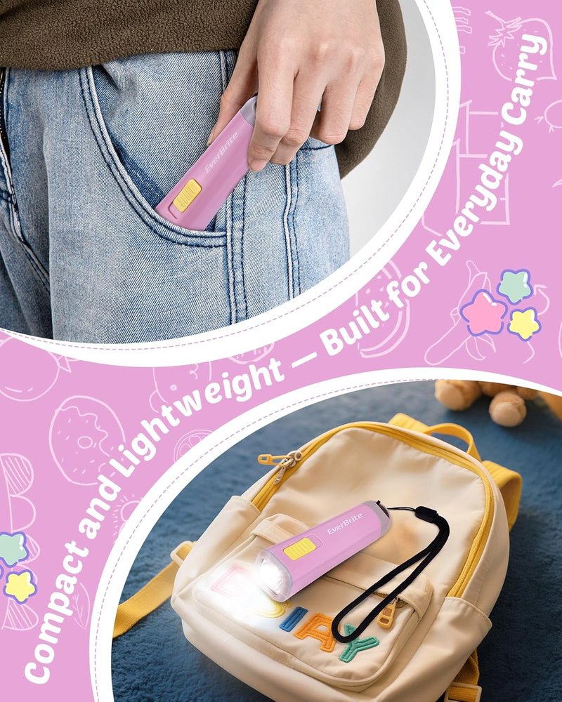 Mini LED Flashlight - Compact Emergency Torch with Lanyard | Pink, 3AAA Battery Included