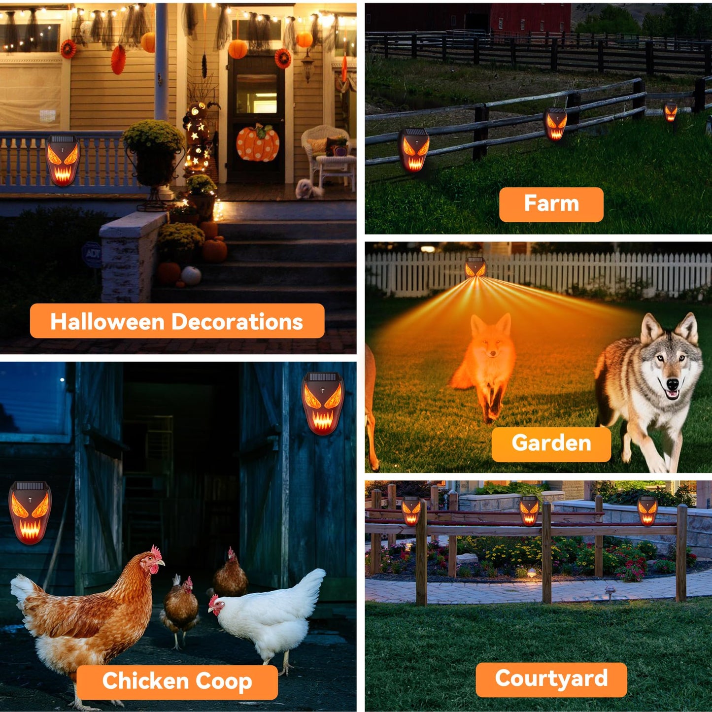 Solar Nocturnal Animal Repellent Outdoor, Waterproof Coyote Deterrent Devices with Predator Lights, Deer Repellent Devices - Repel Skunk Raccoon Opossum Fox Owl Hawk for Yard Garden Farm Chicken Coop