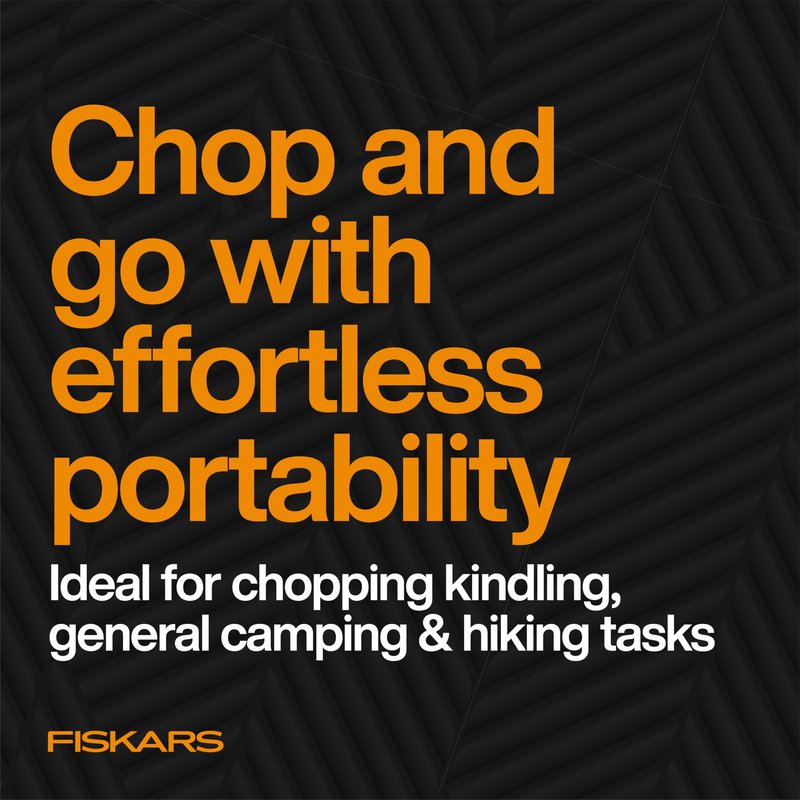 Fiskars X13 Ultralight Hiking Axe 13", Ultra-Sharp Forged Steel Blade for Efficient Chopping & Camping, 15% Lighter High-Visibility Orange FiberComp Handle Drives Tent Stakes, Sheath Included
