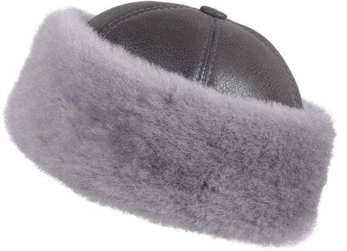 Zavelio Men's Shearling Sheepskin Winter Beanie Hat XX-Large Antrasit
