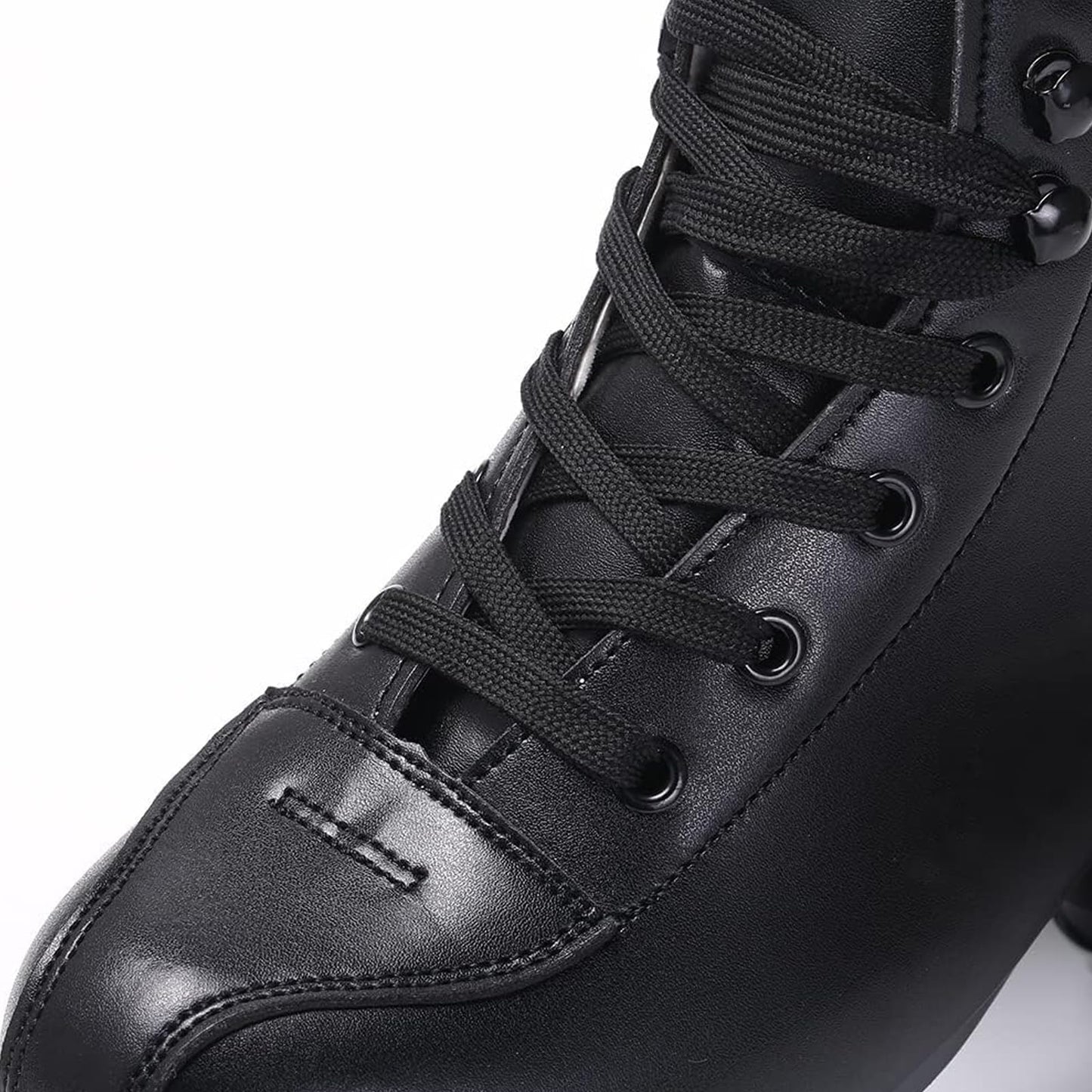 SCNUT Roller Skates Women Men High-Top PU Leather Roller Skate Classic Double-Row Roller Skates Outdoor Indoor Quad-Skates with Light up Shoe Laces (Black Wheel, 46-Women's 12 / Men's 11)