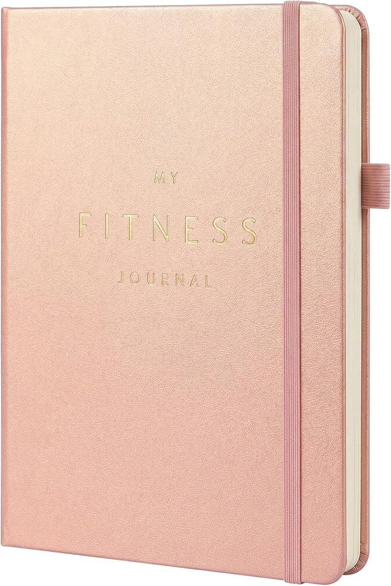 Workout Journal for Men & Women - Fitness & Food Tracker | Undated A5 Leather Hardcover (Rose Gold)