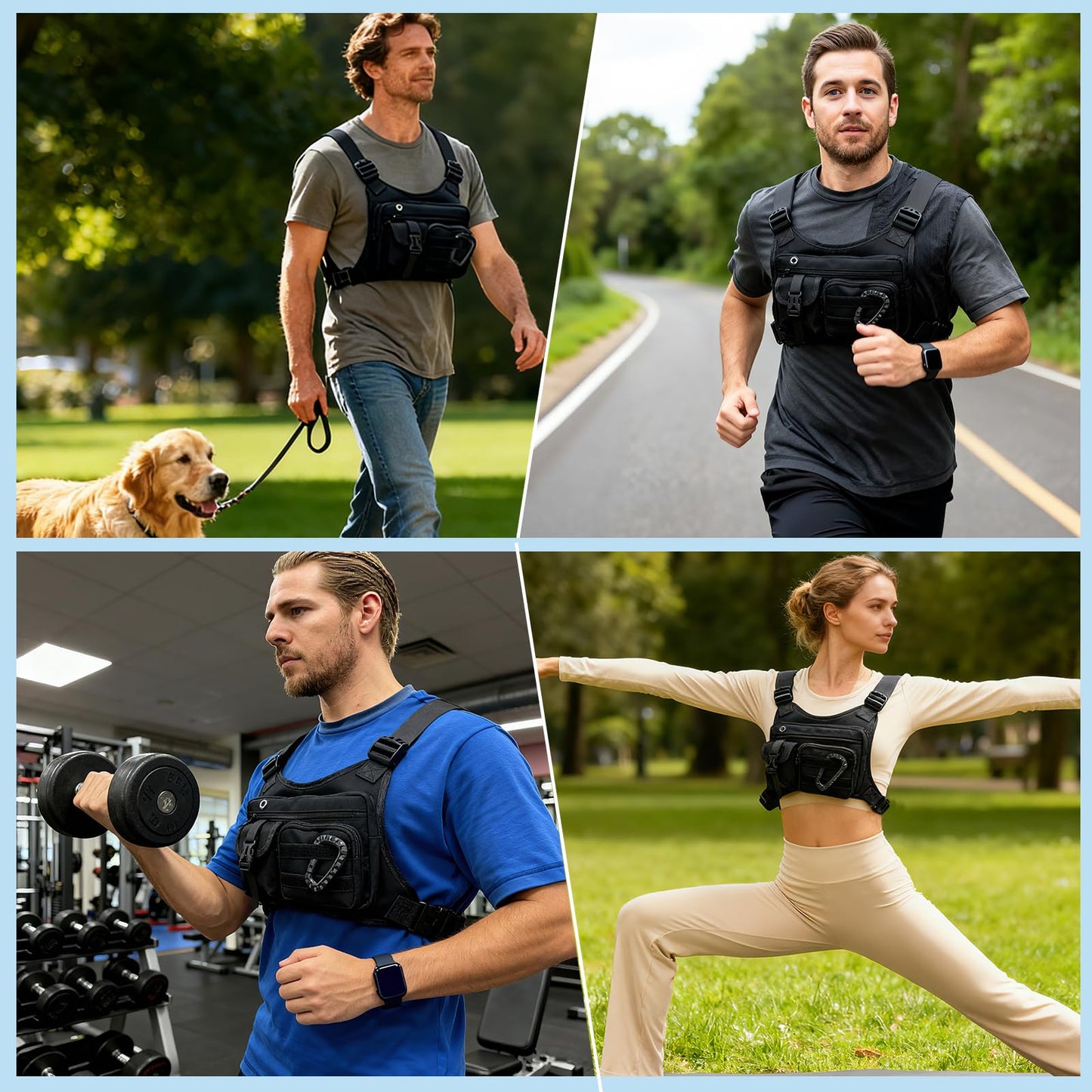 Outdoor Chest Bag for Men & Women Tactical Inspired Sports Utility Chest Pack For Running Cycling Sports EDC Holder Bag - Black