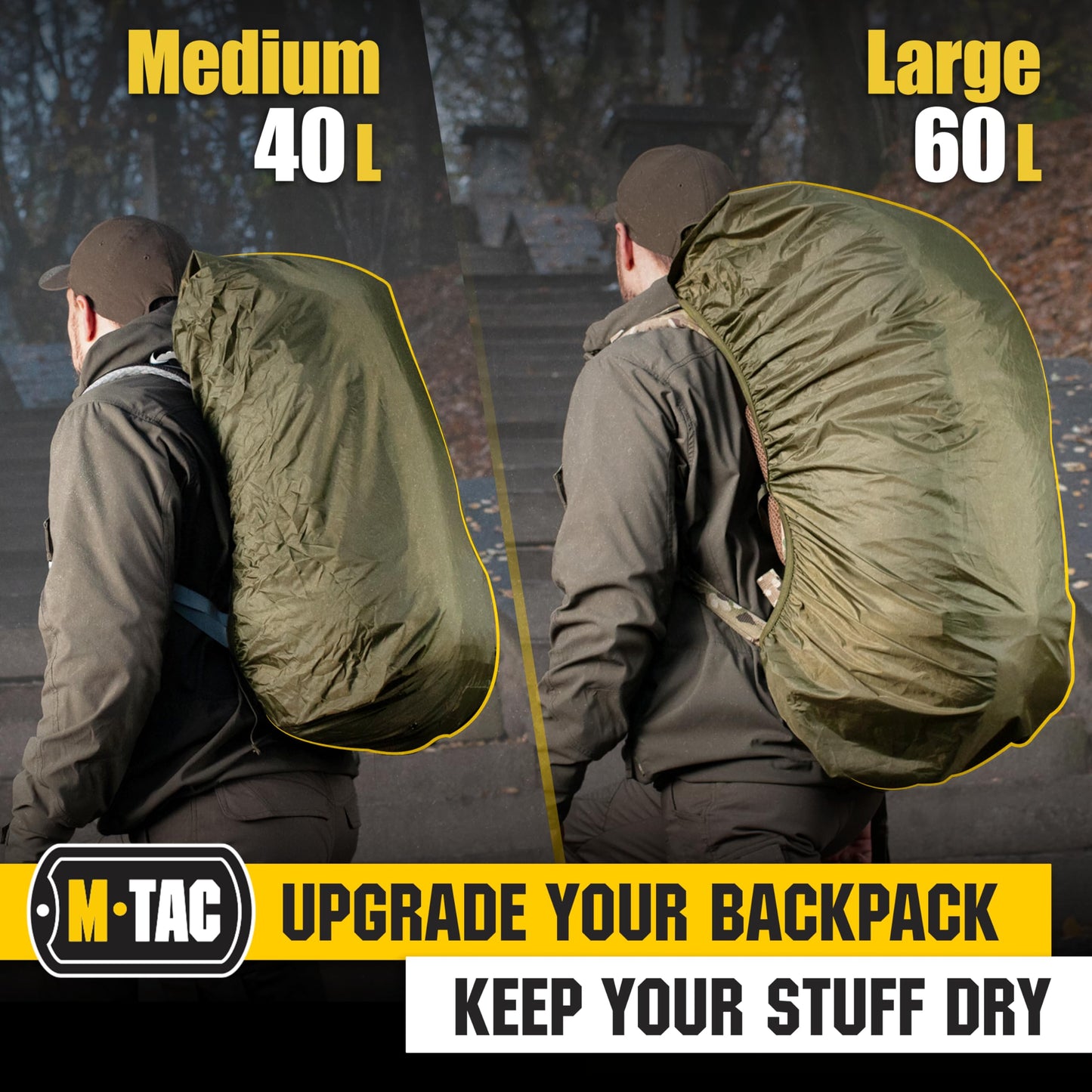 M-Tac Backpack Rain Cover Waterproof - Bag Rain Cover 30-40L - for Hiking Travel Camping Military (Olive, M)