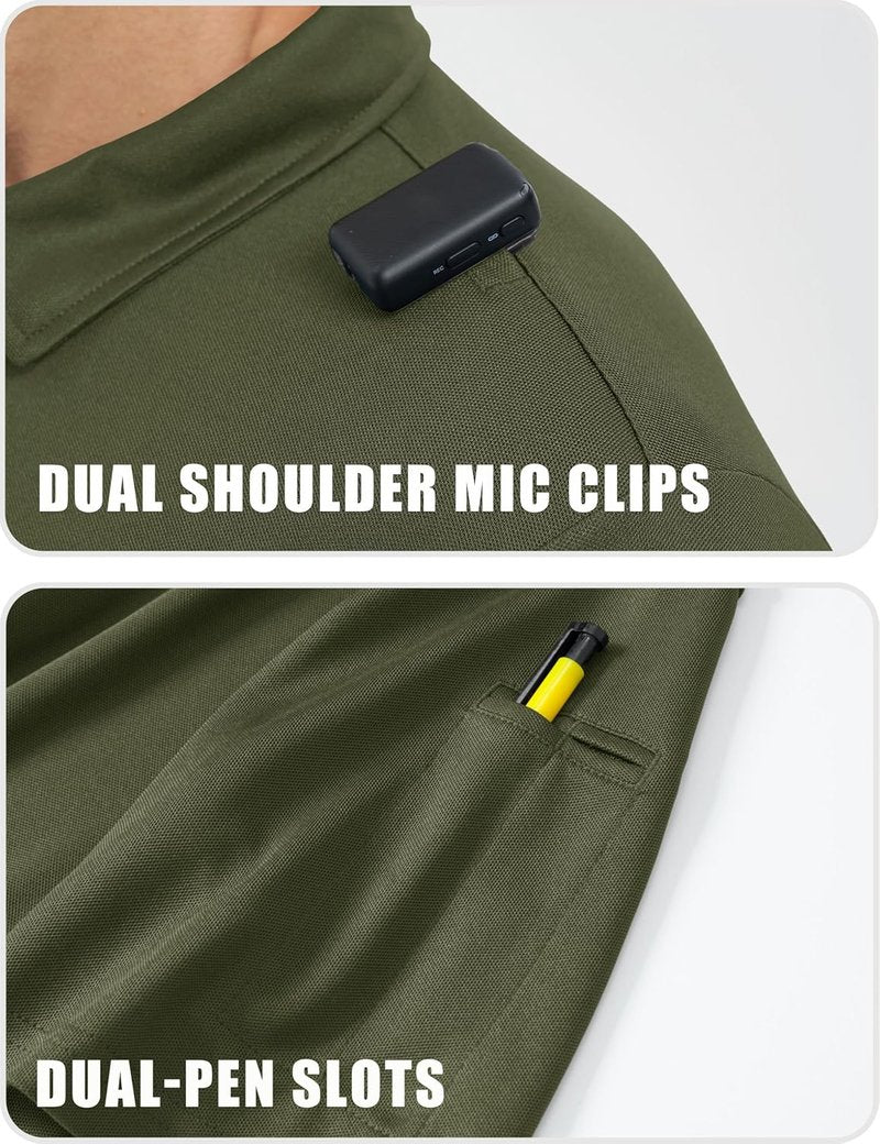 Men's Quick Dry Tactical Polo Shirt | UPF 50+ Performance Golf Shirt - Short Sleeve, Comfortable Fit