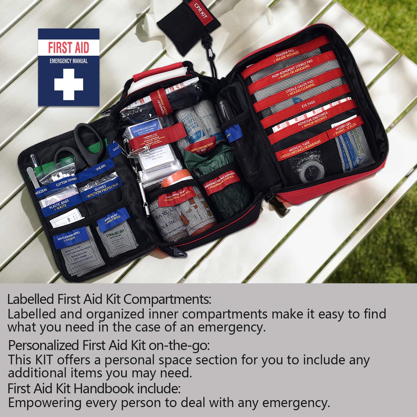 Besst Survivor Comprehensive First Aid Kits, Advanced Trauma Kits with Labeled Compartments, Large Survival Medical Kits for Vehicle, Home, Camping, Sports -Emergency Necessities Kits -230 Piece