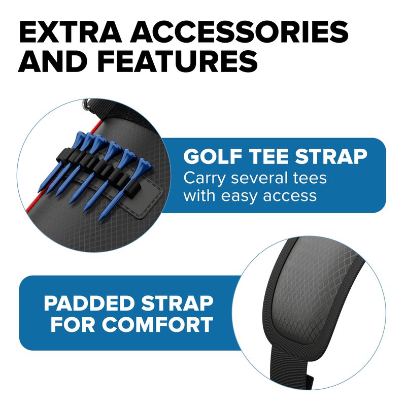 NovaTour Ultra Lightweight Golf Bag for Par 3 and Executive Courses, Smart Storage, Stable Stand, Ball and Tee Holders (Inferno Black/Red)