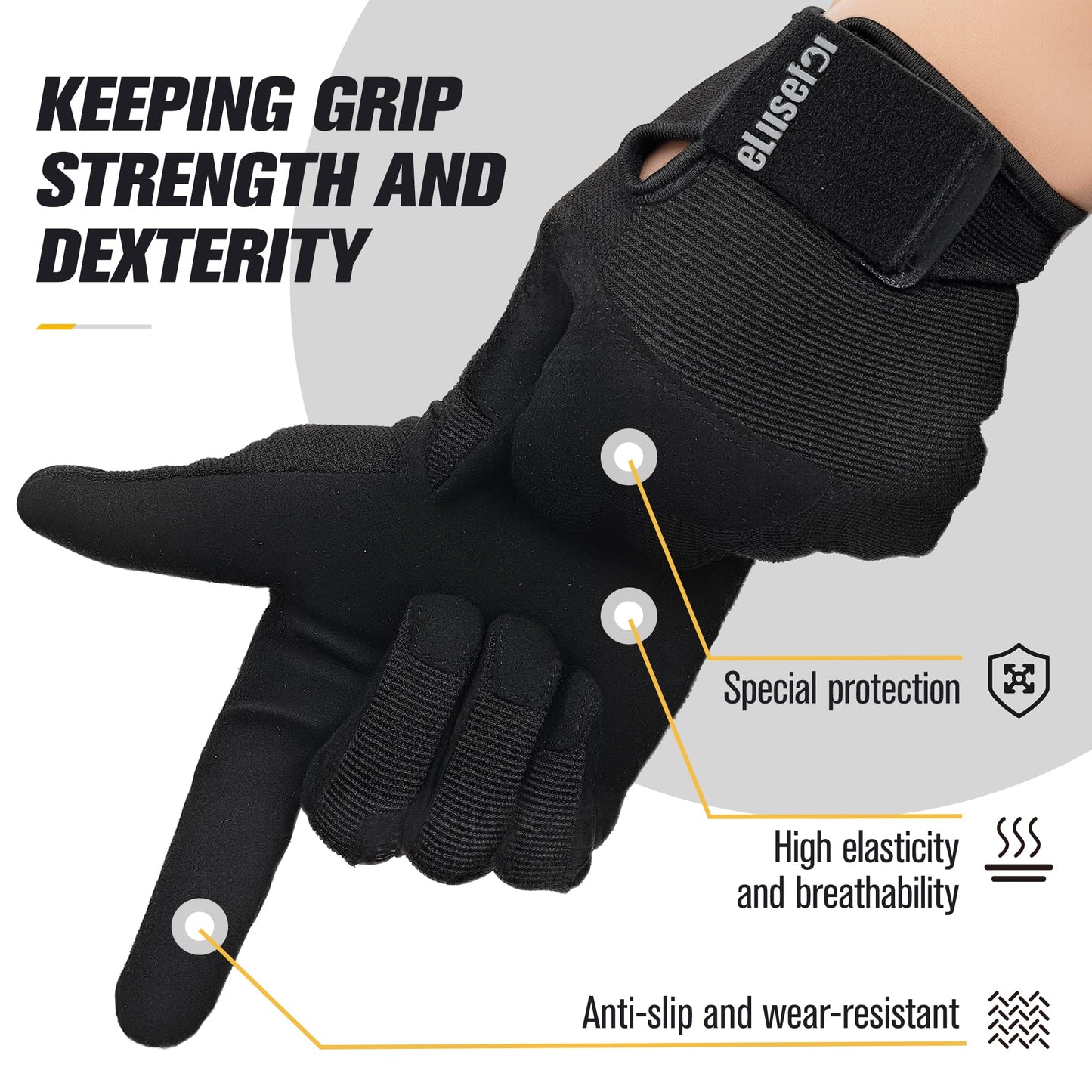 eLusefor Natural Tactile Shooting Glove: Seamless Wrap-Fingers Design,360°Touchscreen Freedom,Customizable Badge|Tactical,Police,Patrol,Law Enforcement Gloves for Men