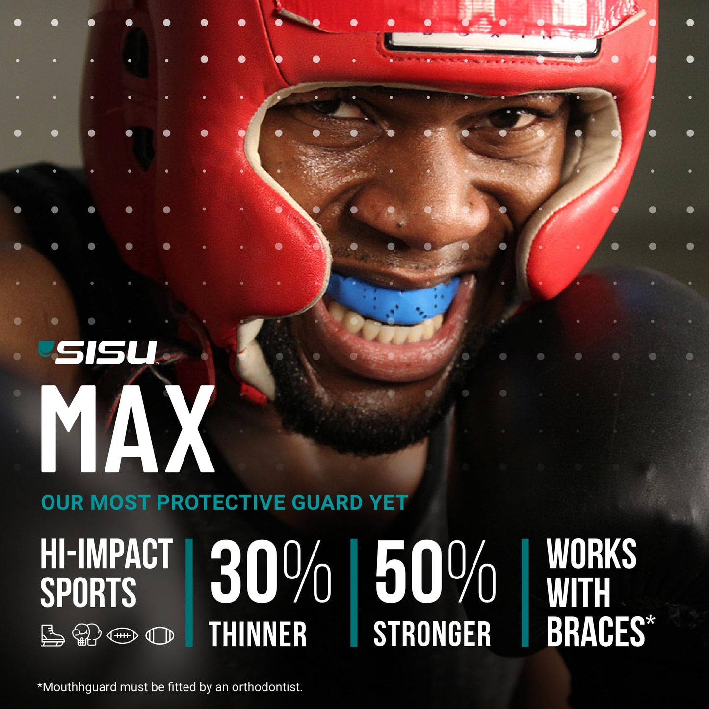 SISU Max Mouthguard, Neon Flash - 50% Stronger, Maximum Protection for Rugby, MMA, Boxing, Lacrosse, Football, Hockey, High-Impact Sports - Adult Fit, Remoldable Up to 20 Times, Works for Braces