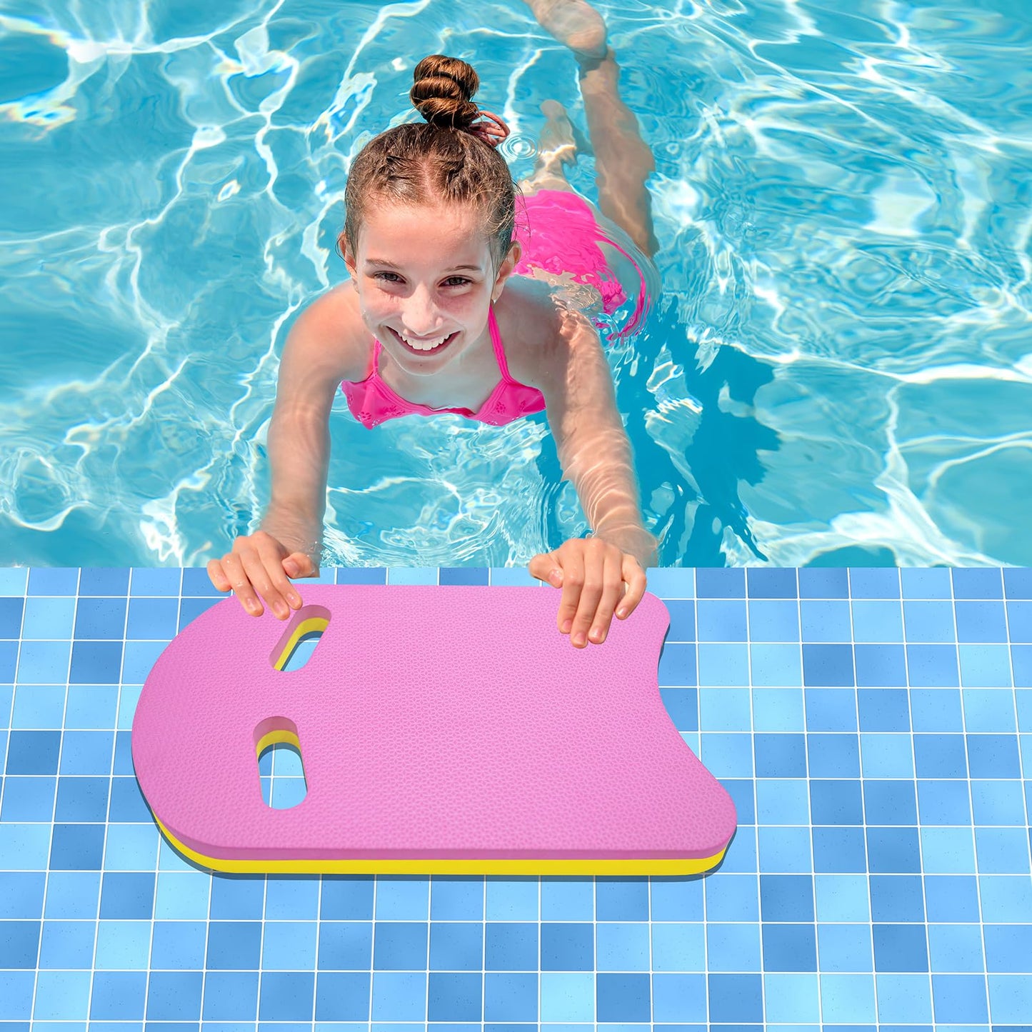 2024 Swimming Kickboard, Training Aid Board for Swimming and Exercise Training, U Design Kick Boards Easy to Grip, Durable EVA Safty Kickboard for Adults and Kids (Pink)