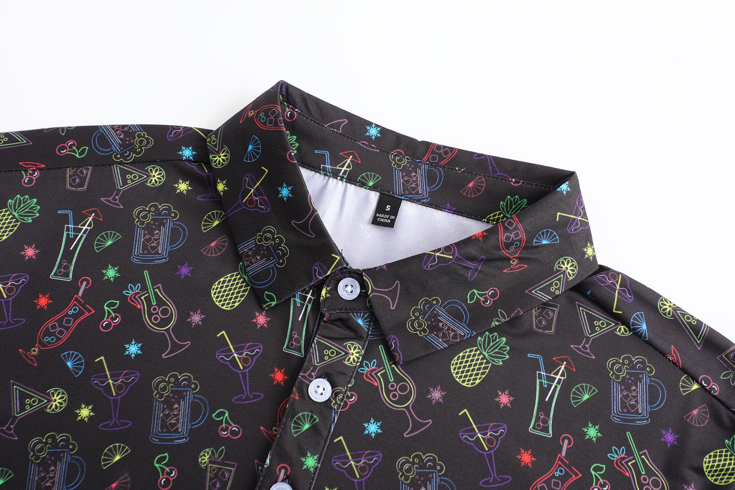 Mens Golf Polo Shirts Short Sleeve Performance Moisture Wicking Dry Fit Casual Print Funny Golf Polo Neon Shirts for Men