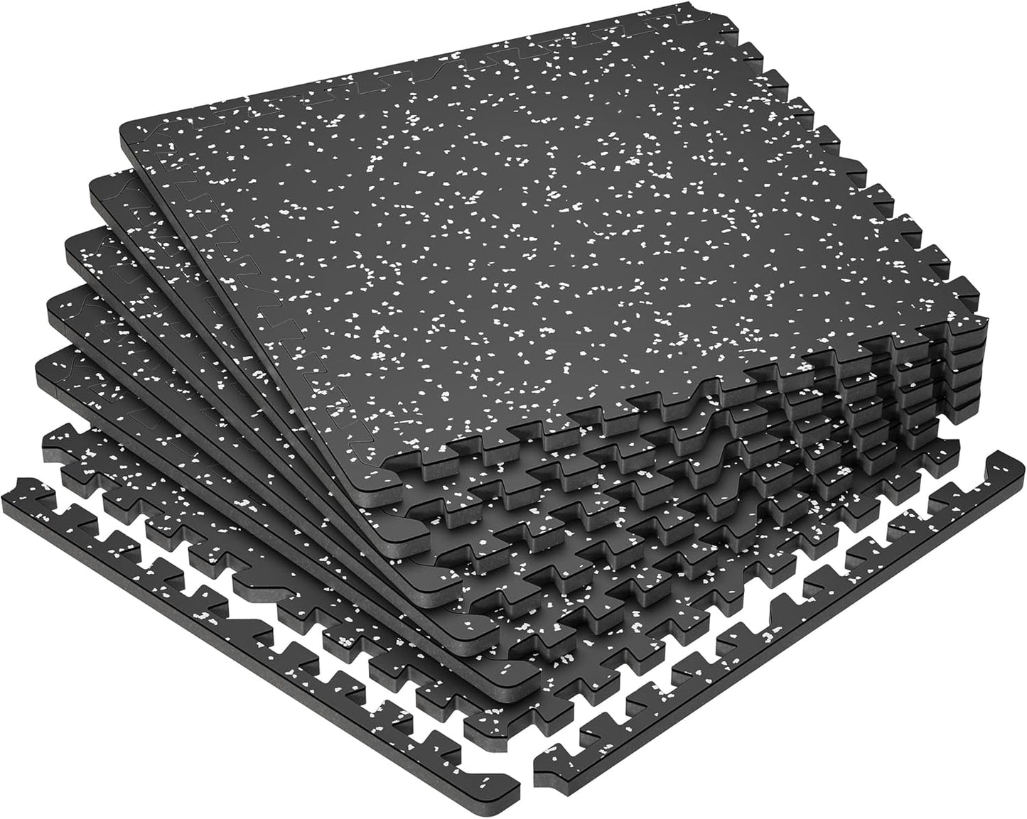 Extra-Thick Exercise Equipment Mats - 6 Pcs Interlocking Gym Flooring | High Density EVA Foam, 24 Sq Ft, Black/Grey