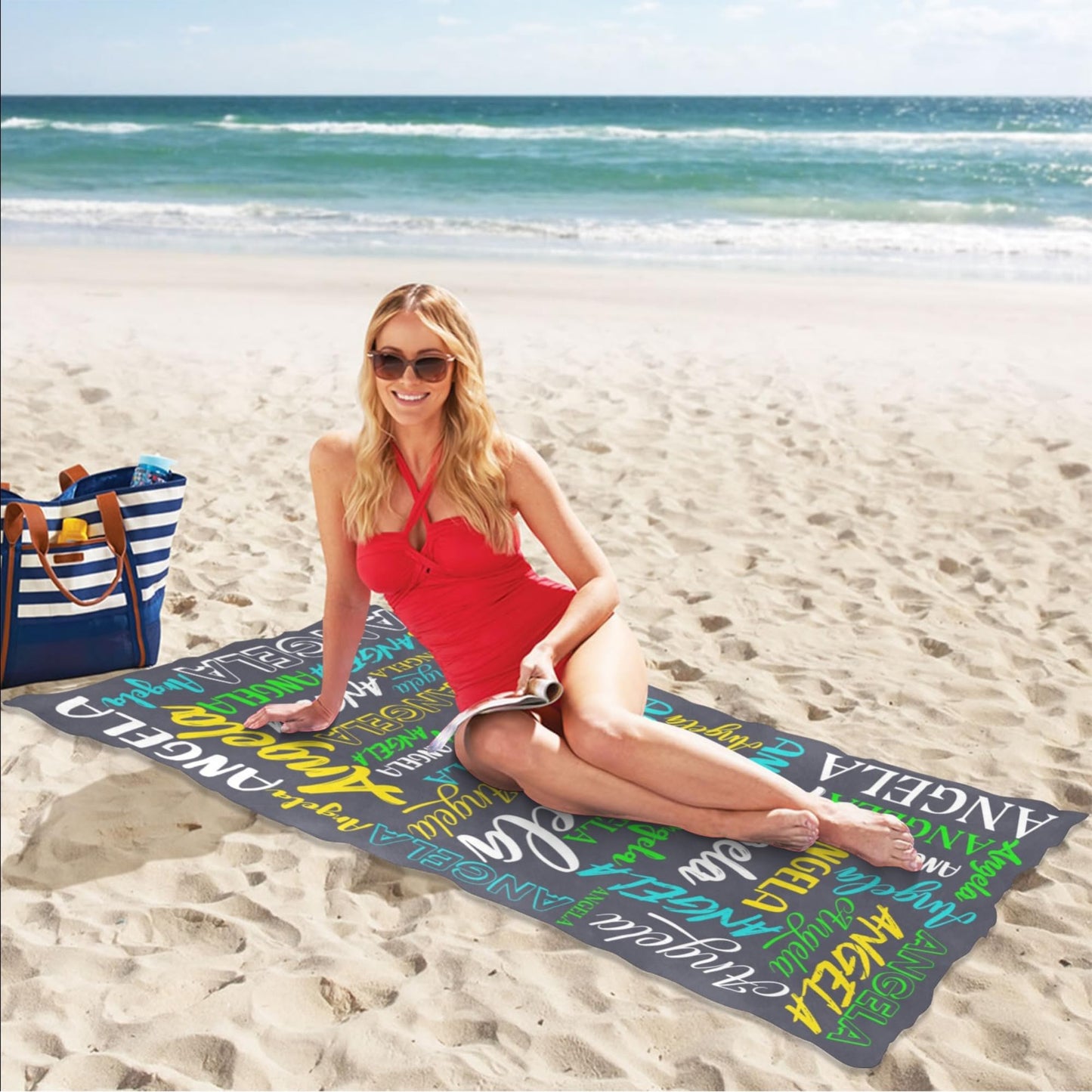 Esmtuaij Personalized Beach Towels for Kids and Adults, Custom Beach Towels with Name, Custom Quick-Drying Travel & Pool & Beach Towels,Customized Gifts for Women & Men & Children