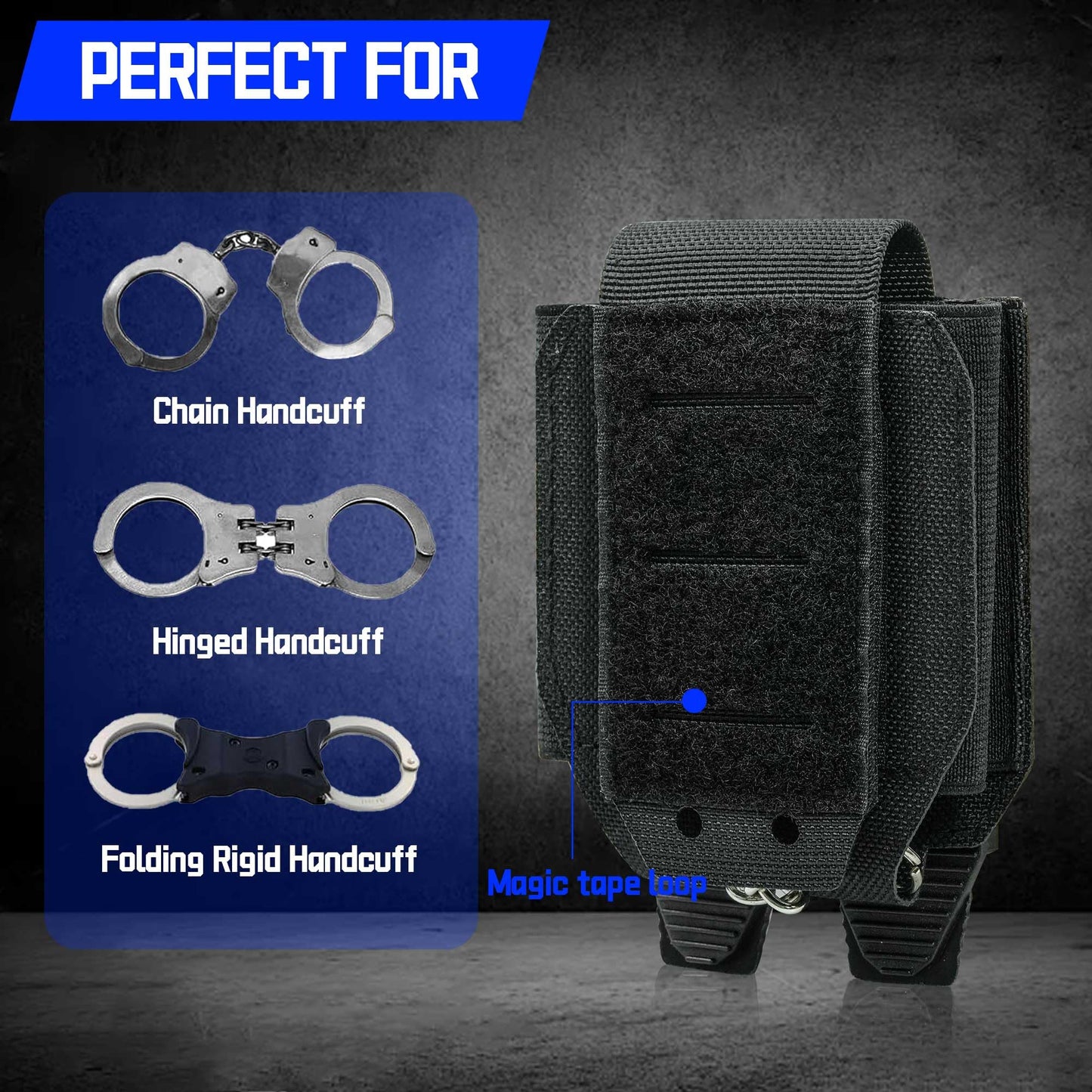 Molle Handcuff Pouch, Upgrade Laser Cut Handcuffs Case, Tactical Hand Cuff Holster Fit Chained Cuffs/Hinged Cuffs/Folding Rigid Cuffs/S&W Cuffs (2 Pack)