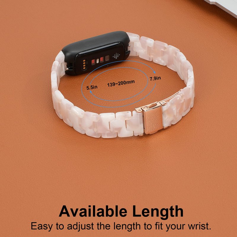 Wongeto Compatible with Fitbit Inspire 3 Watch Band Women Tortoise Resin Watch Band Slim Replacement Adjustable Wristband for Fitbit Inspire 3 accssorises (Pink Flower)