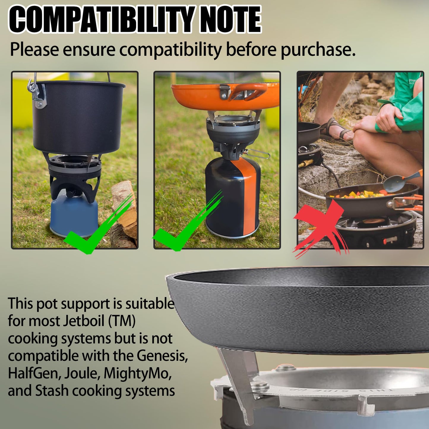 TonGass Camping Stoves Pot Support Compatible with Jetboil Stove Pot Support Stainless Steel Portable Camp Pot Stand for Jetboil Burner Replacement - Can Accommodate Up to 9" Skillets or 2L Cook Pots