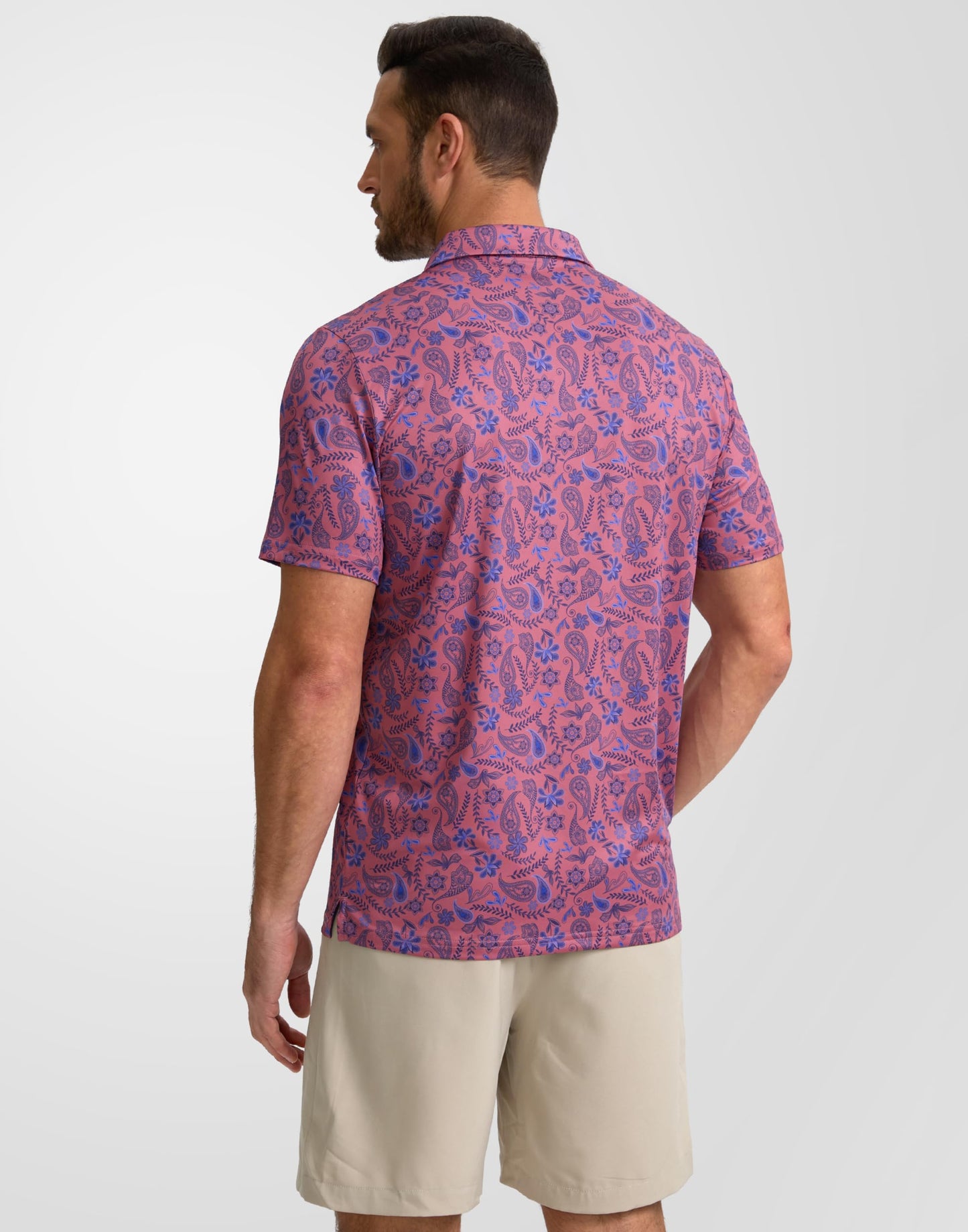 Obla Mens Golf Polo Shirts Short Sleeve Dry Fit Performance Moisture Wicking Casual Print Collared Golf Shirts for Men(Blue Paisley_XXXL)
