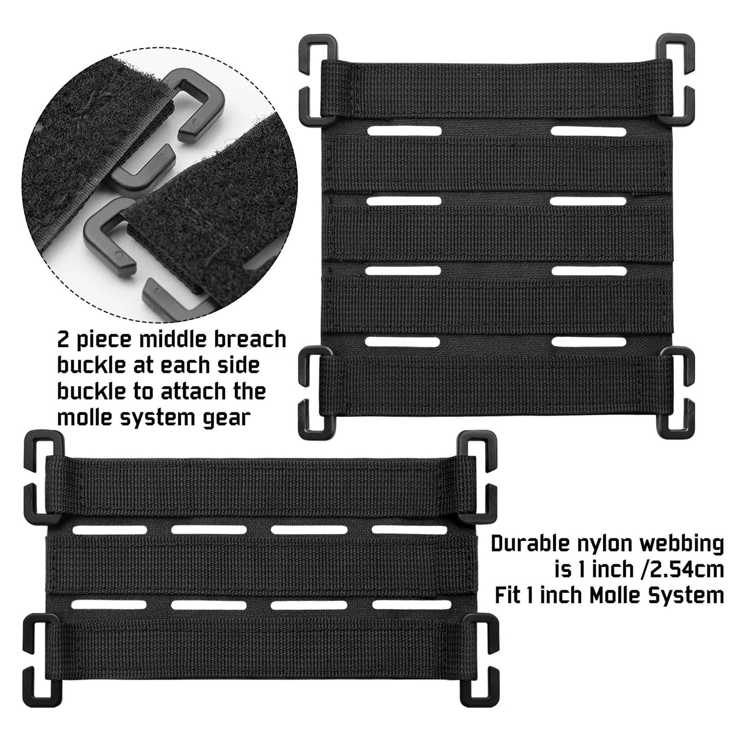 Molle Hook & Loop Tactical Pad Panel Attachment,2 Pack Laser Cutting Molle Patch Display Holder Adapter for Backpack