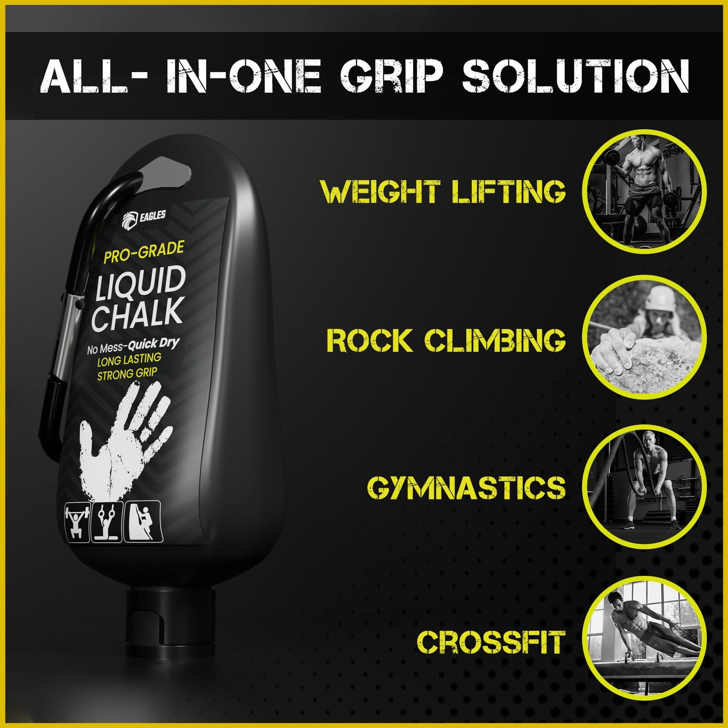 EAGLES Pro Grade Gym Liquid Chalk 50, 120 or 280ml Mess-Free Chalk for Weightlifting, Gymnastics Rock Climbing, Pole Grip, Sports Dries in Seconds - Sweat-Resistant and Long Lasting (50ml)