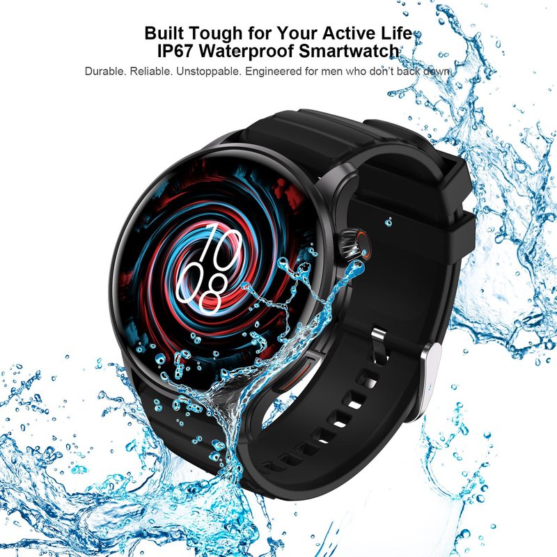 ZYVICXFJ Smart Watch for Men Smartwatch - 1.43-Inch Round Touch Screen,Full-Featured Fitness Tracker, Waterproof, Health Monitoring, Multiple Sports Modes, Compatible Android and iOS