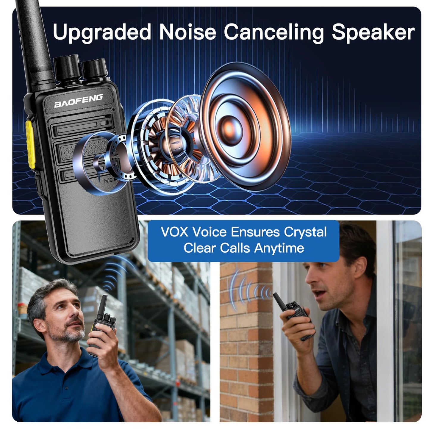 BAOFENG BD-V12B Radio 6 Pack Long Range Walkie Talkies for Adults, Rechargeable Two-Way Radios Walkie Talkies with Earpiece, 6 Way Multi Gang Charger, USB Charging Battery for School,Church,Cruise