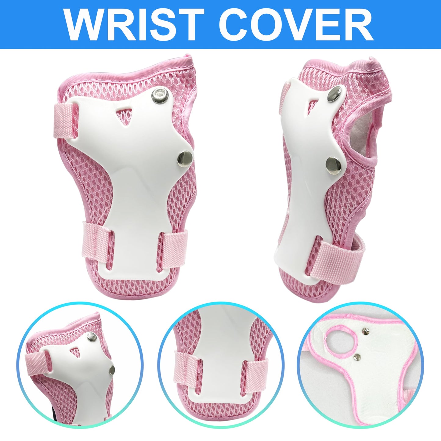 ENHERWE Kids Knee Pads Elbow Pads Wrist Guards Set for 3-8 Years,Child Protective Gear Set for Outdoor Sports,Cycling,Roller Skates,Inline Skating,Skateboard,Scooter,BMX Bike,Girls Pink