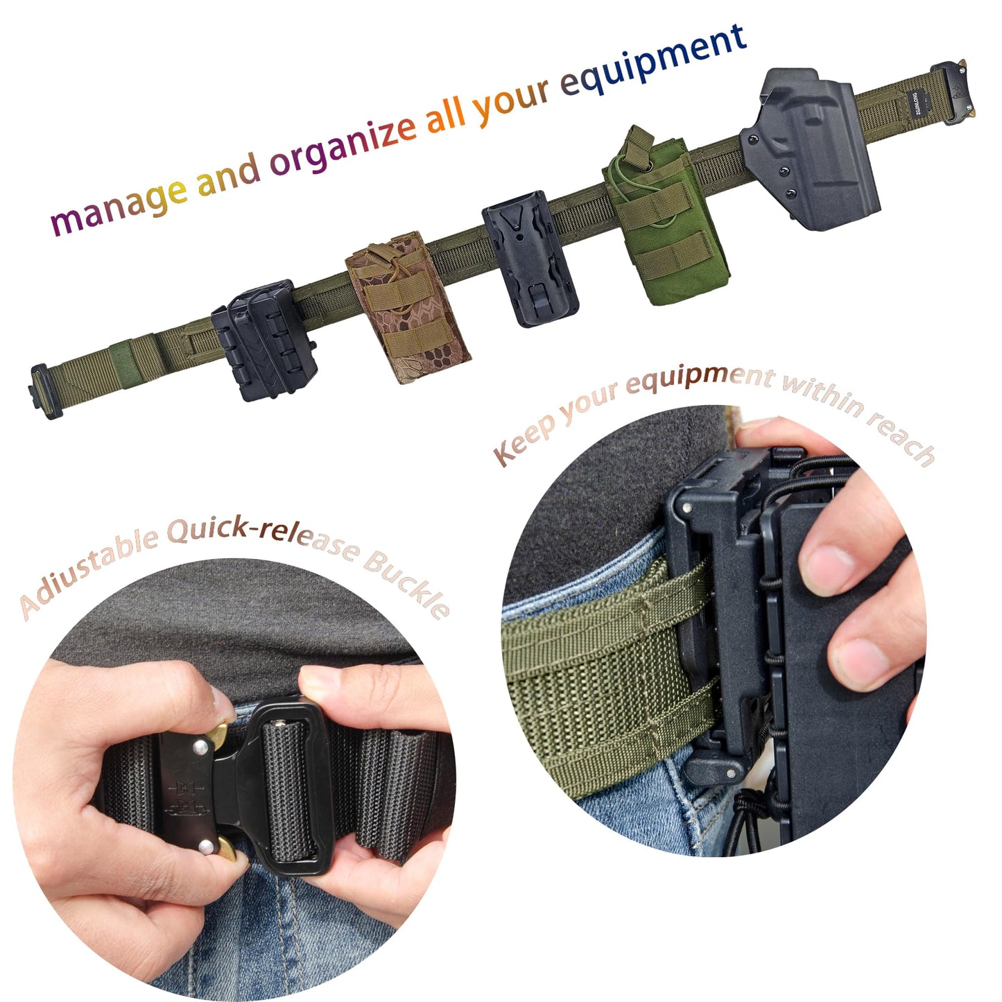 ZGJINLONG Tactical Battle Gun Duty belt - Quick Release 1.75" Molle Law Enforcement Rigger war Combat shooting range Belt…