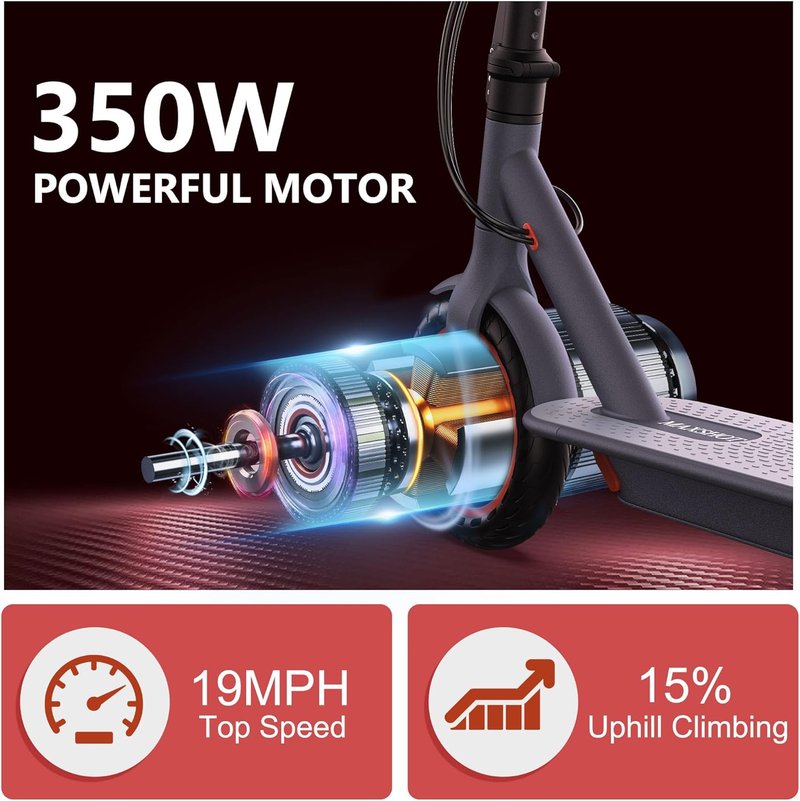 MAXSHOT Electric Scooter for Adults - 350W Motor, 21-28 Miles Range | 8.5/10/14" Tires, Dual Suspension