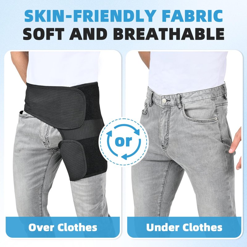 Tenbon Adjustable Hip Brace for Sciatica Pain Relief & Sacroiliac Support - Compression Wrap for Hamstring, Hip Flexor, Groin Injuries, Thigh Stabilizer - SI Joint Belt for Men & Women (XXL/Left)